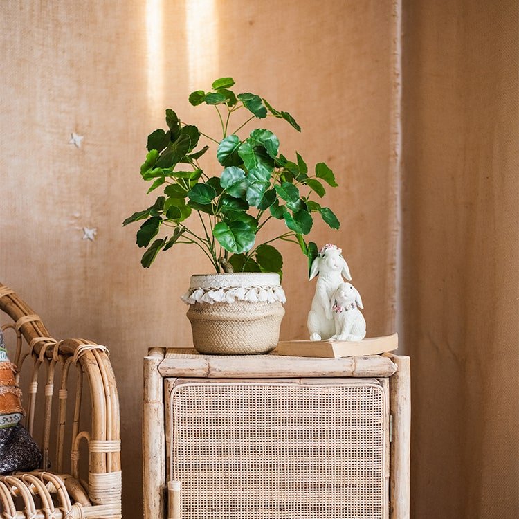 Silk Artificial Apple Banyan Leaf Tree In Pot — lifelike botanical accent for year round home decor home and holiday accent