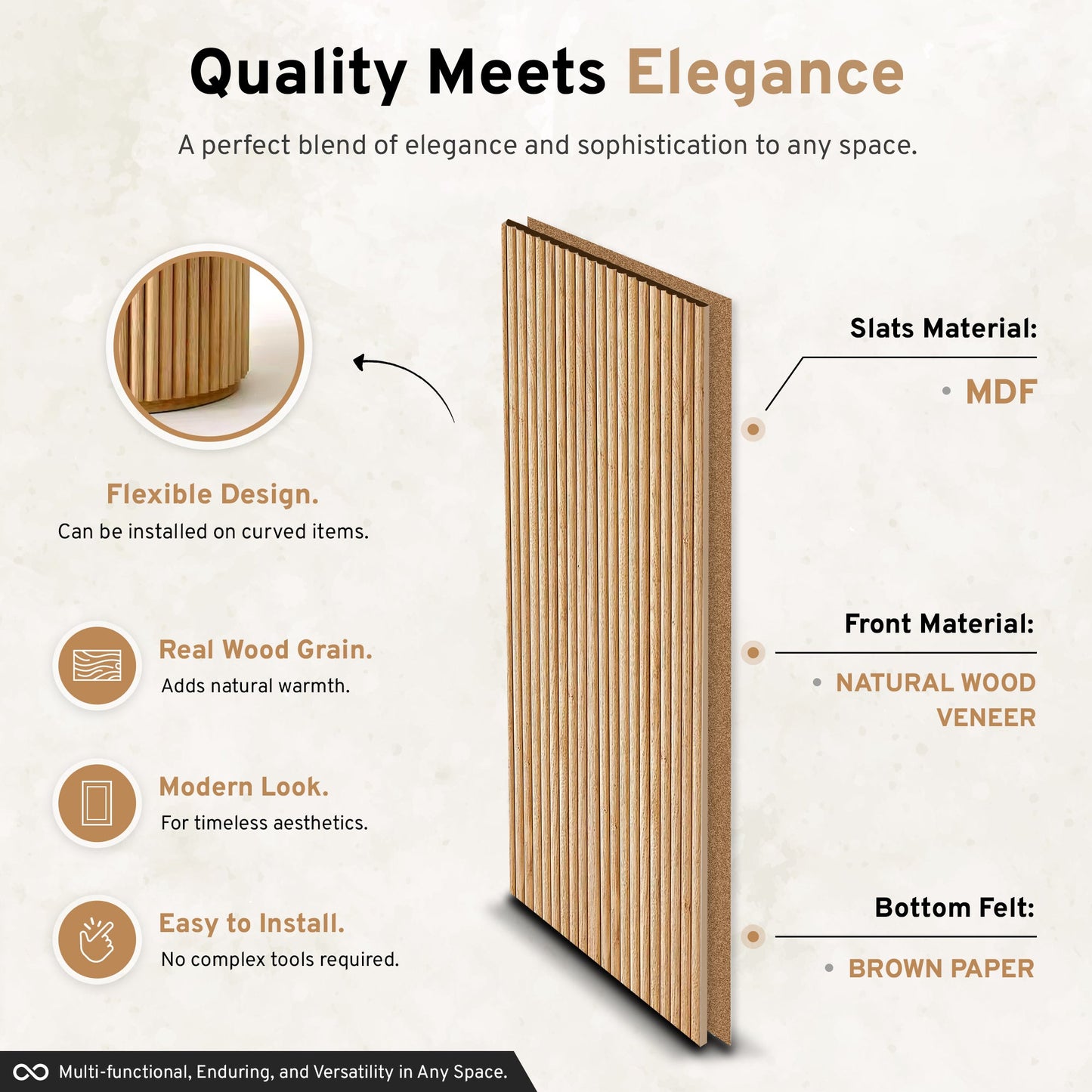 2-Pack Flexible Fluted Wall Panels – Natural