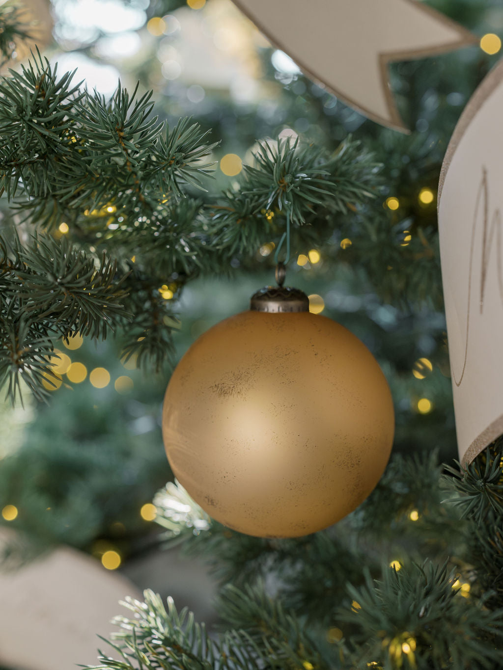 4" Matte Antique Gold Glass Ornament