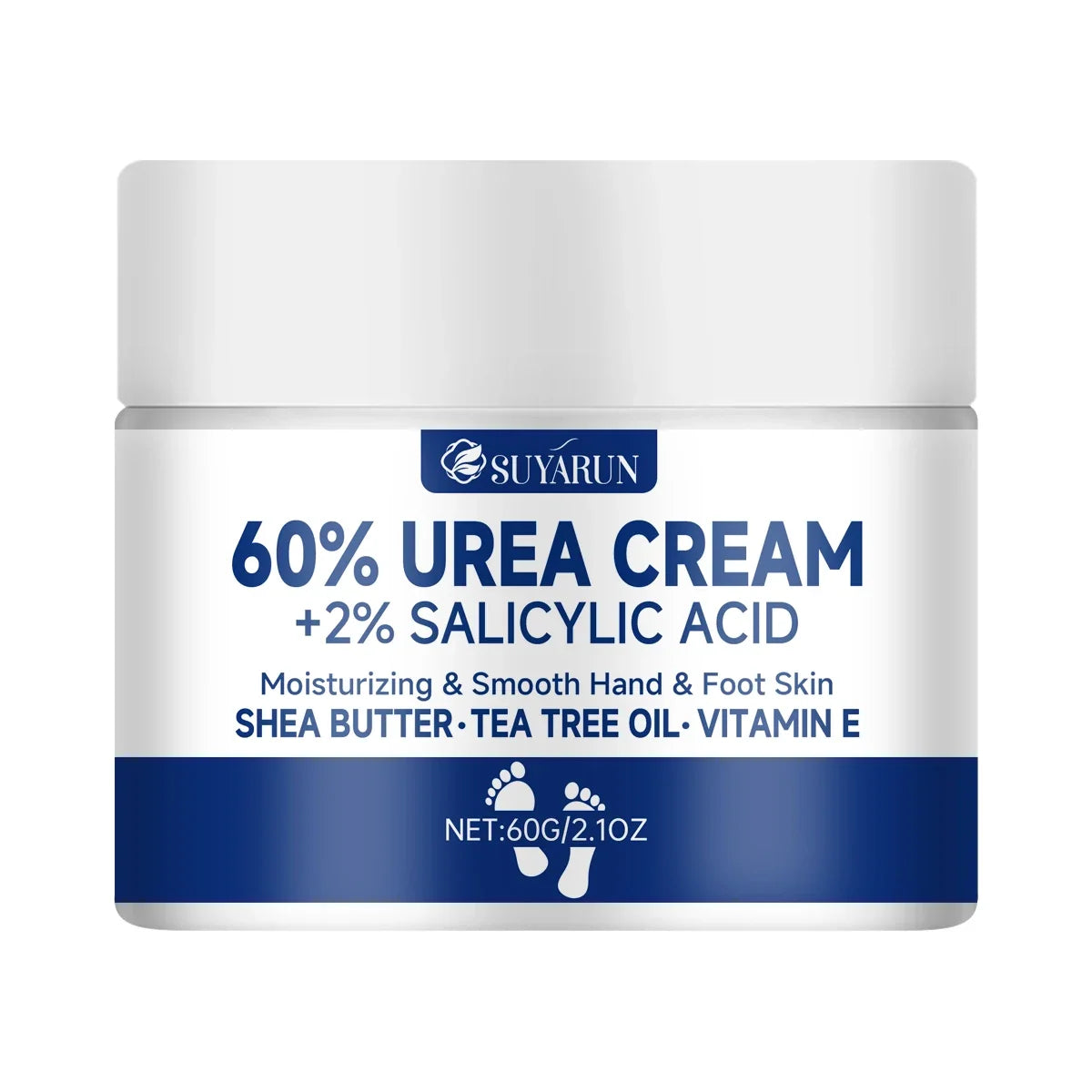 SUYARUN 60% Urea Foot Cream for Cracked Heels & Dry Skin - Intensive Moisturizing Treatment, Callus Remover, Diabetic Foot Care.