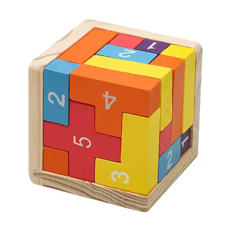 3D Luban Interlocking Wooden Cube Puzzle - Educational Brain Teaser Toy for Kids (Ages 6+)