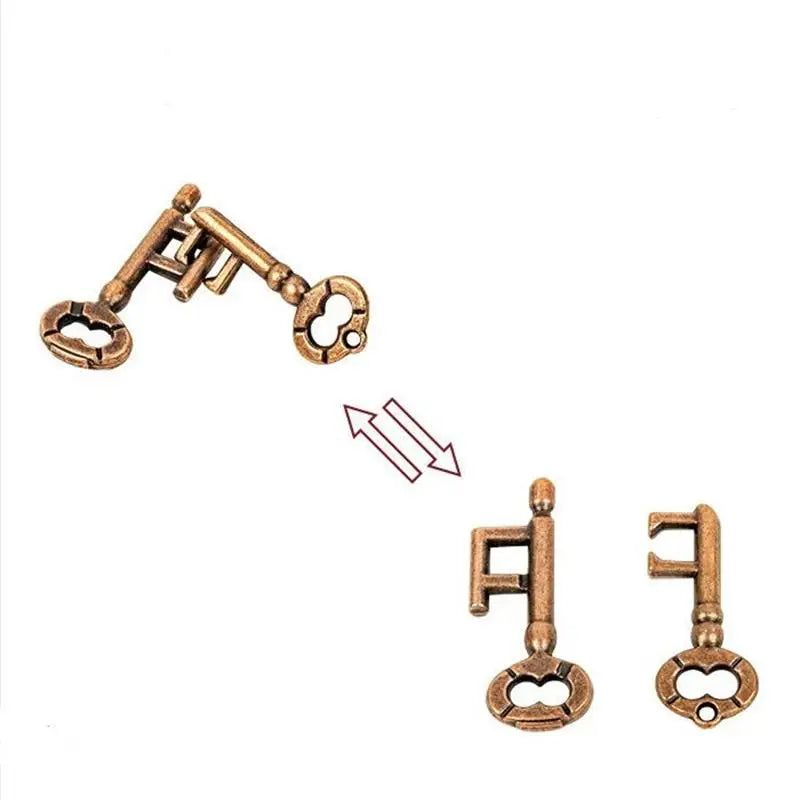 Metal Two-Key Brain Teaser Puzzle - Magic Key IQ Game for Kids & Adults