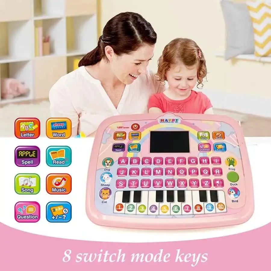 English Alphabet Study Machine for Toddler with Math Letter Music Children's Educational Books Computer Toys for Baby Boys Girls