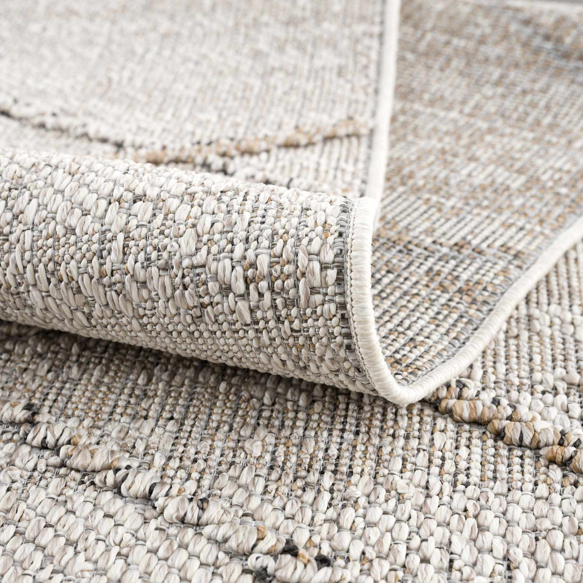 Baqer Bone & Tan Textured Performance Outdoor Rug - Clearance