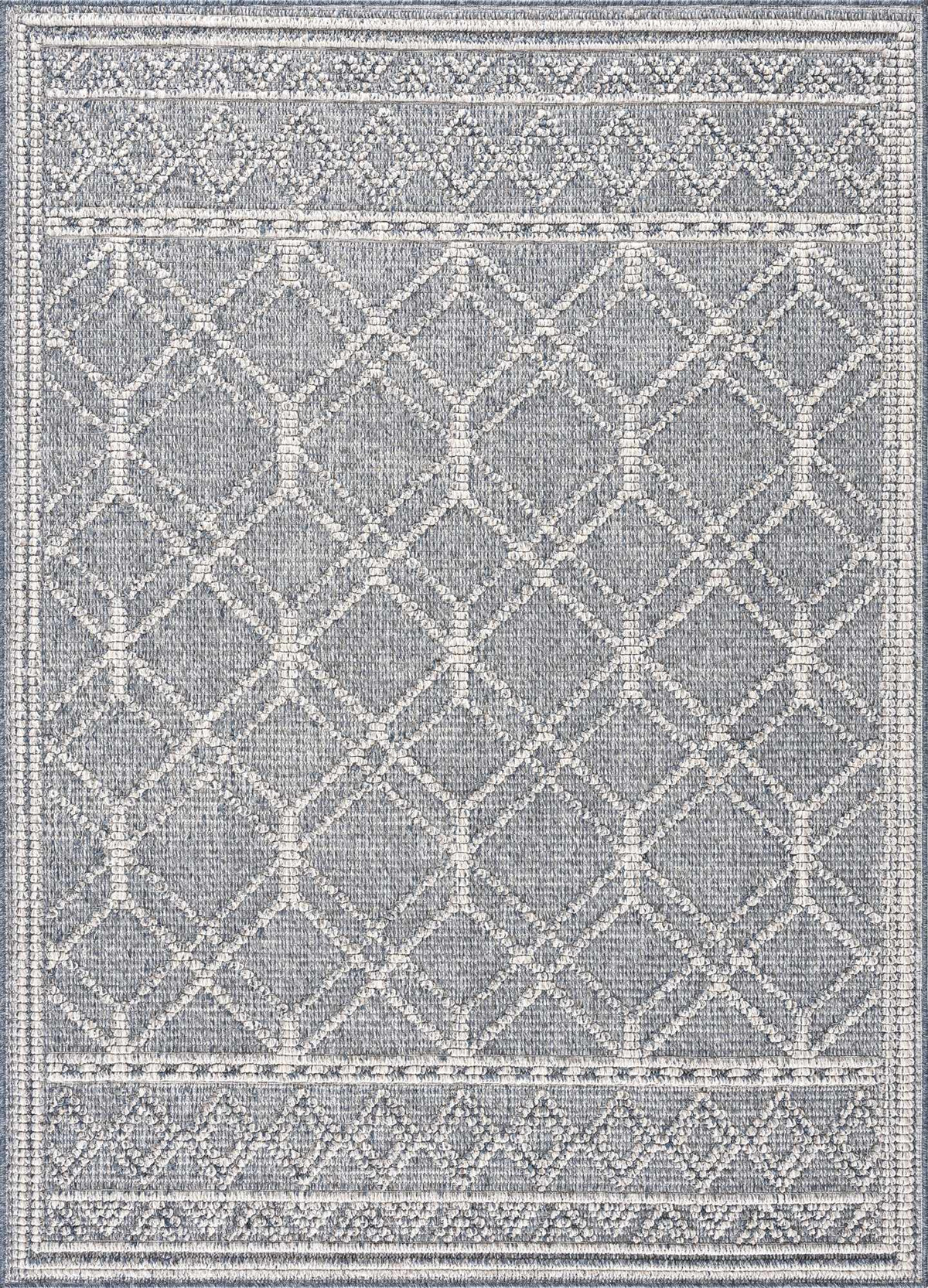 Diah Gray Blue & Bone Outdoor Area Rug - Clearance