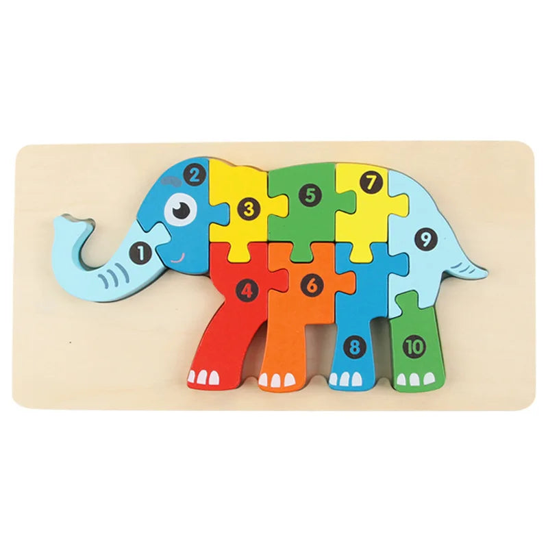 Wooden Educational 3D Building Blocks – Cartoon Animal Puzzle Toy for Babies, Ages 1 to 3 Years