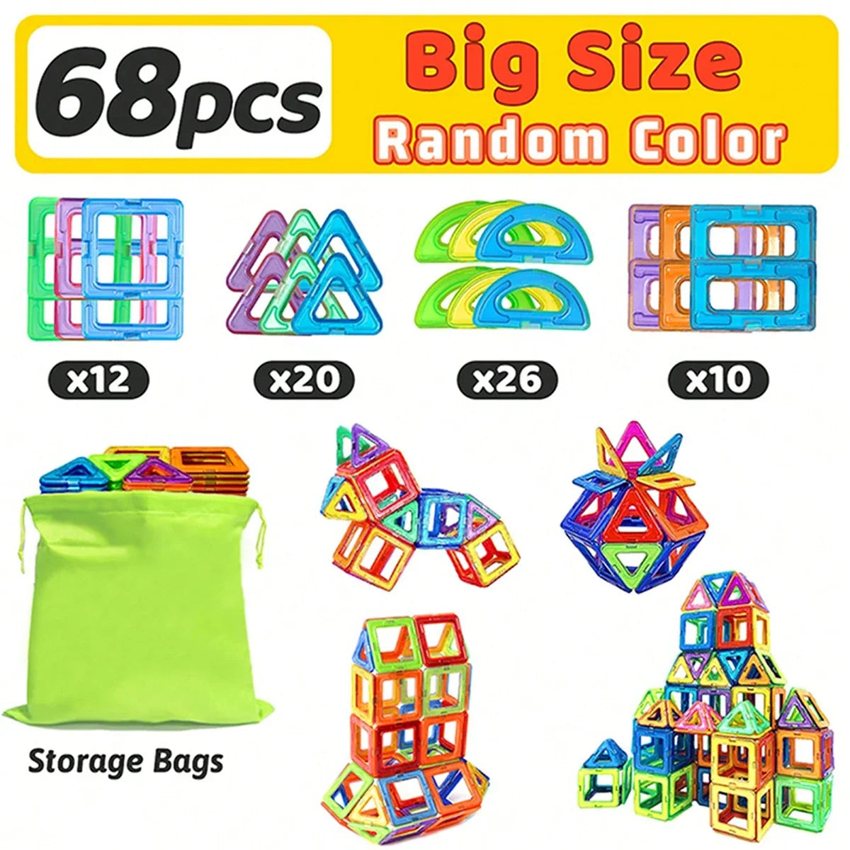 Big Size DIY Magnetic Building Blocks Construction Toy STEM