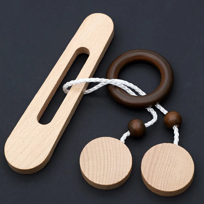 Wooden Kongming Lock Puzzle, Classic Luban Lock Brain Teaser Toy, Ring Escape Intelligence Game