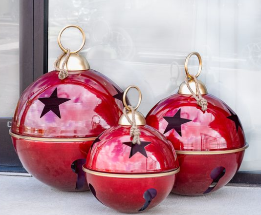 Set of 3 Jumbo Burgundy and Gold Bells