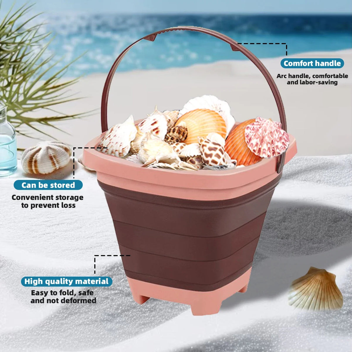 Children’s Collapsible Bucket — Multi-Functional Small Beach Toy For Sand & Water Play