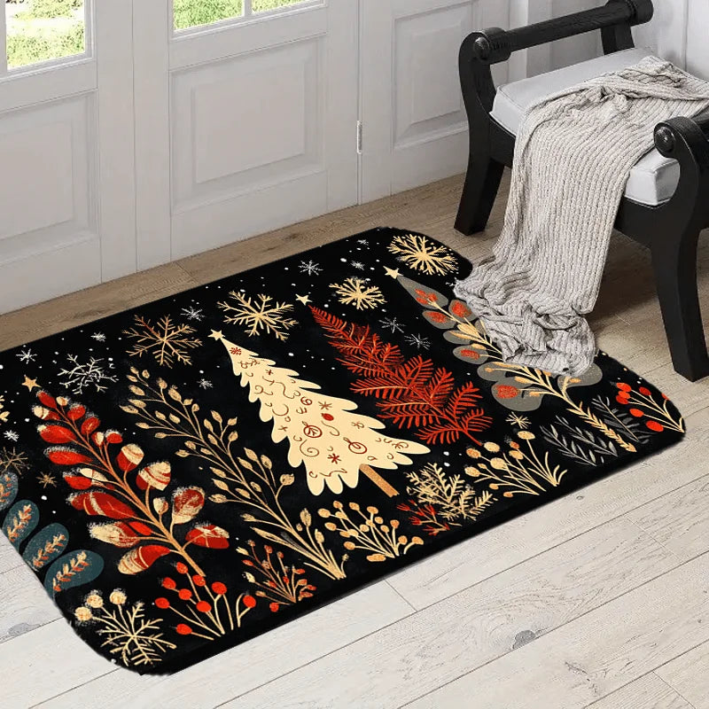 VIKAMA Christmas Carpet Christmas Tree CarpetKitchen Rug Long Carpet Absorbent Doormat Carpet For Live Room Sofa Floor Mat
