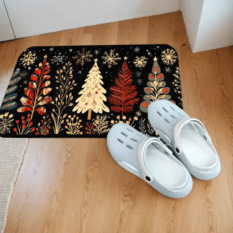 VIKAMA Christmas Carpet Christmas Tree CarpetKitchen Rug Long Carpet Absorbent Doormat Carpet For Live Room Sofa Floor Mat