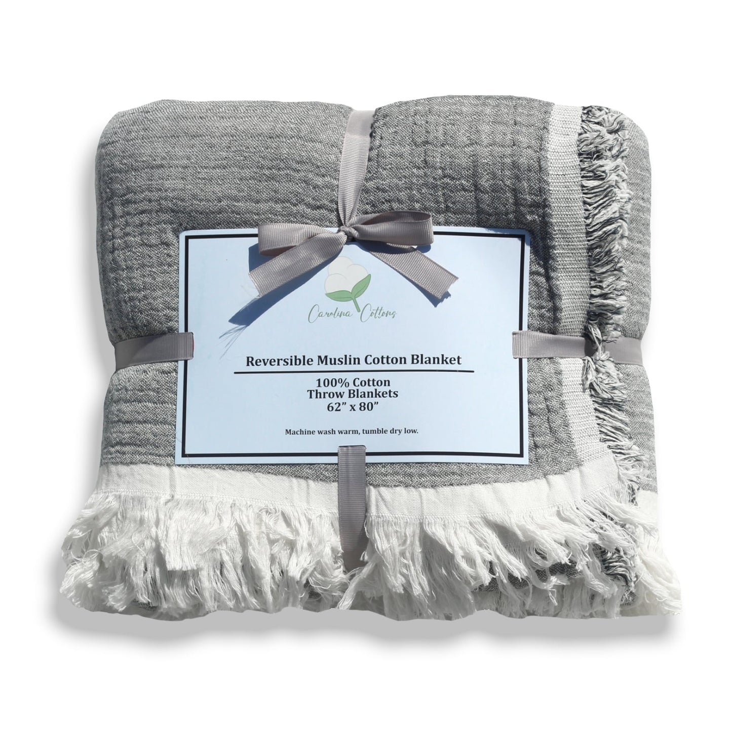 100% Cotton Reversible Muslin Throw Blankets 60" x 80"