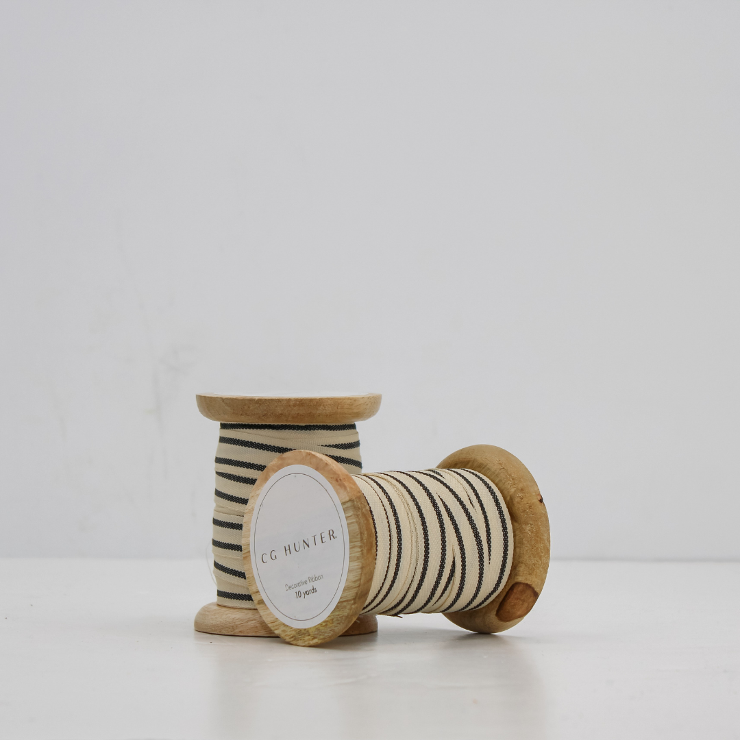 Stripped Ribbon in Cream & Black