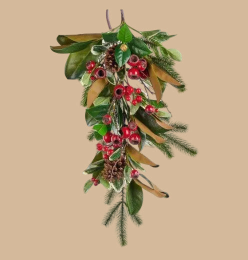 Magnolia, Pine & Holly Berry Teardrop