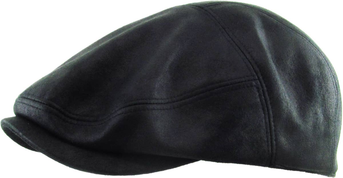 Faux Leather Ascot Ivy Newsboy Hat