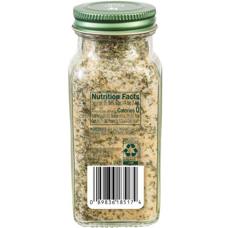 Garlic Sea Salt, Certified Organic, Kosher, 4.70 Oz