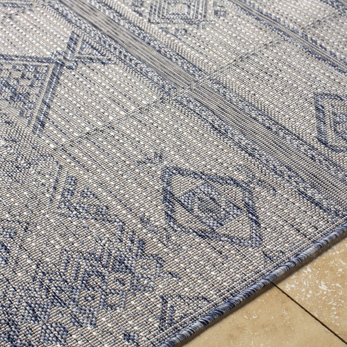 Malamig Gray & Blue Outdoor Area Rug - Clearance