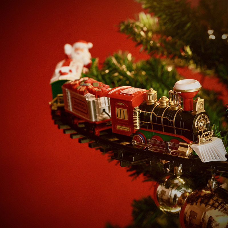 2025 Christmas Train & Tree Decor Set - Track Train with Music, Santa Theme, Kids Gift