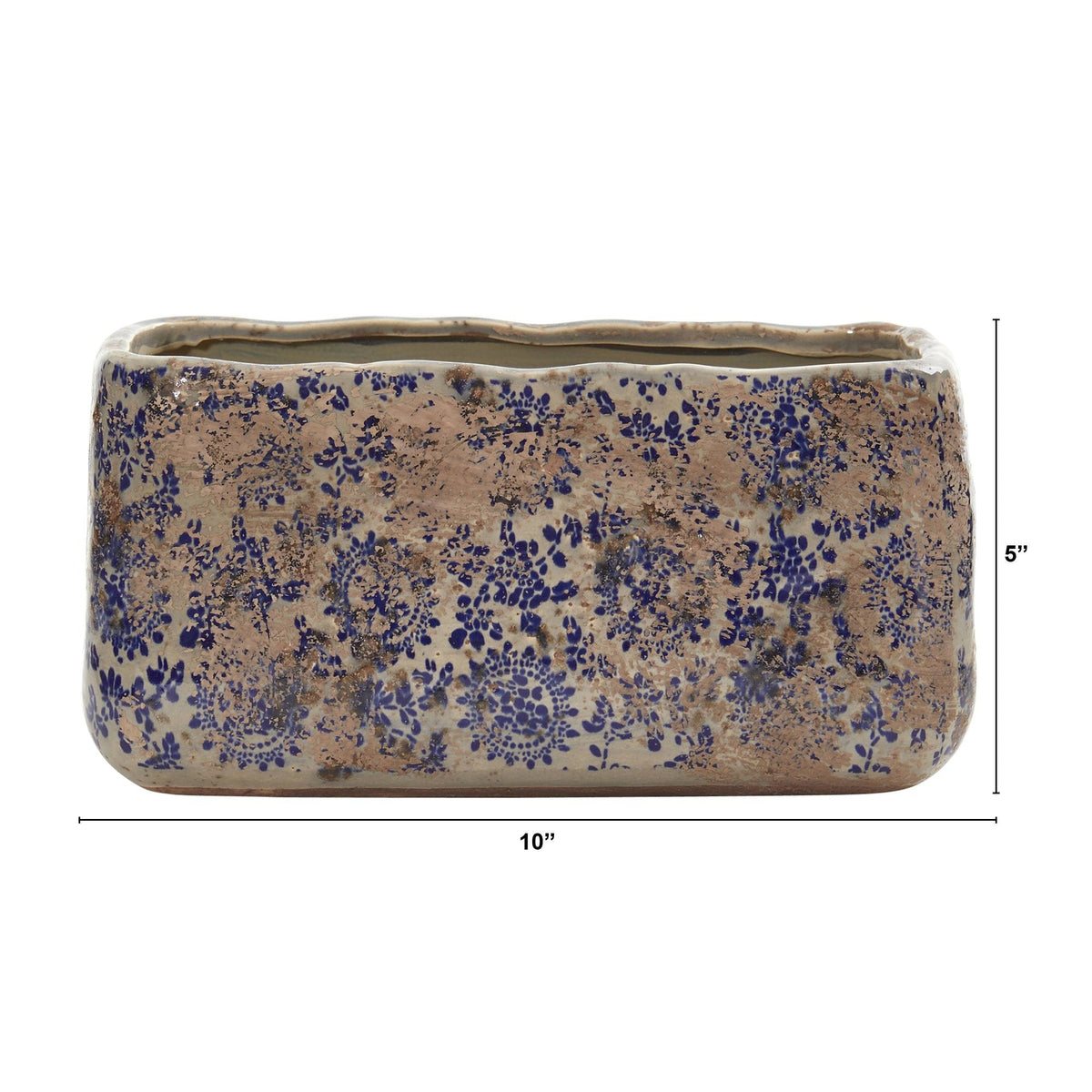 10” Tuscan Ceramic Rectangle Planter - Vintage Ceramic Planter