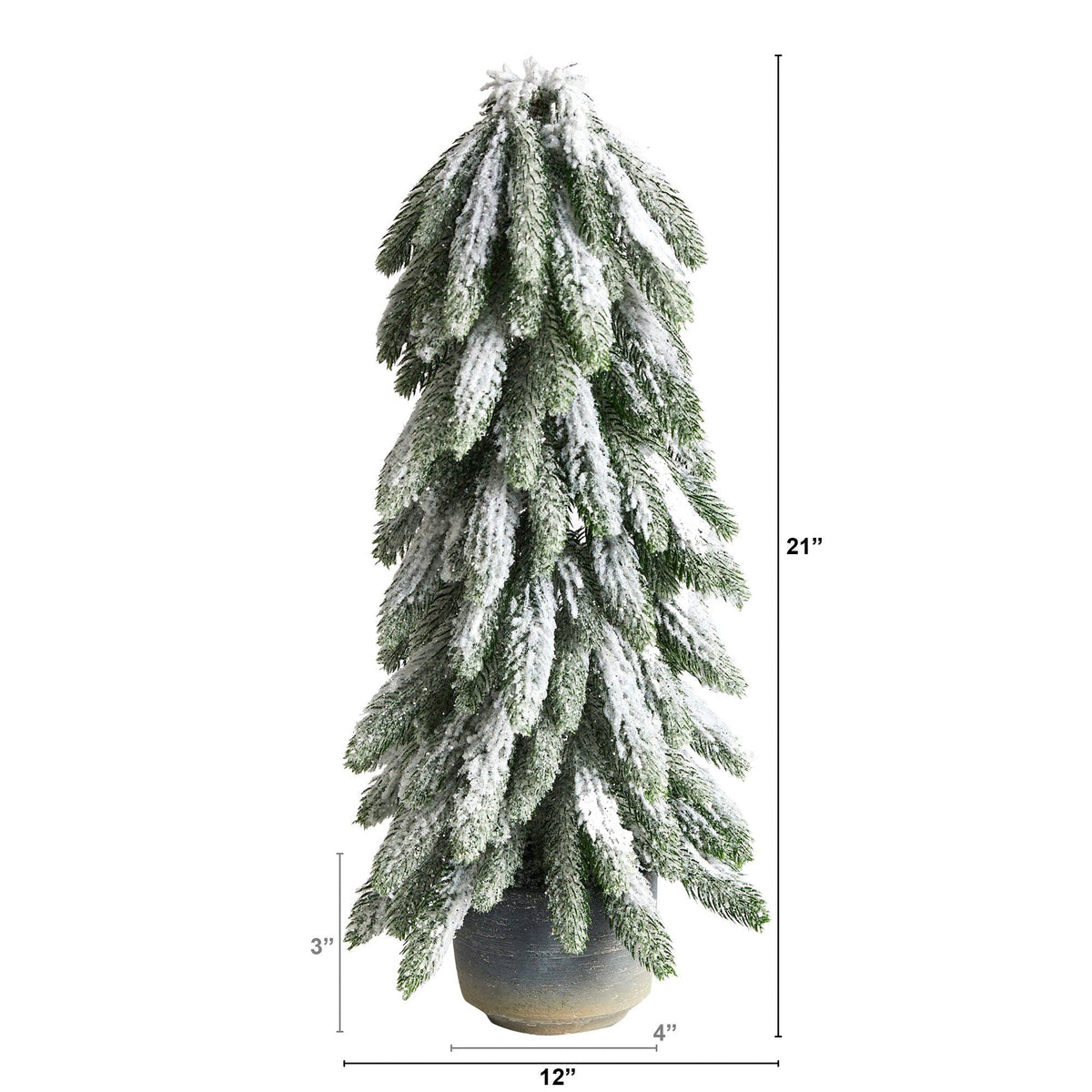 21" Flocked Artificial Christmas Tree in Decorative Planter, Christmas tree for living room, entryway or seasonal display