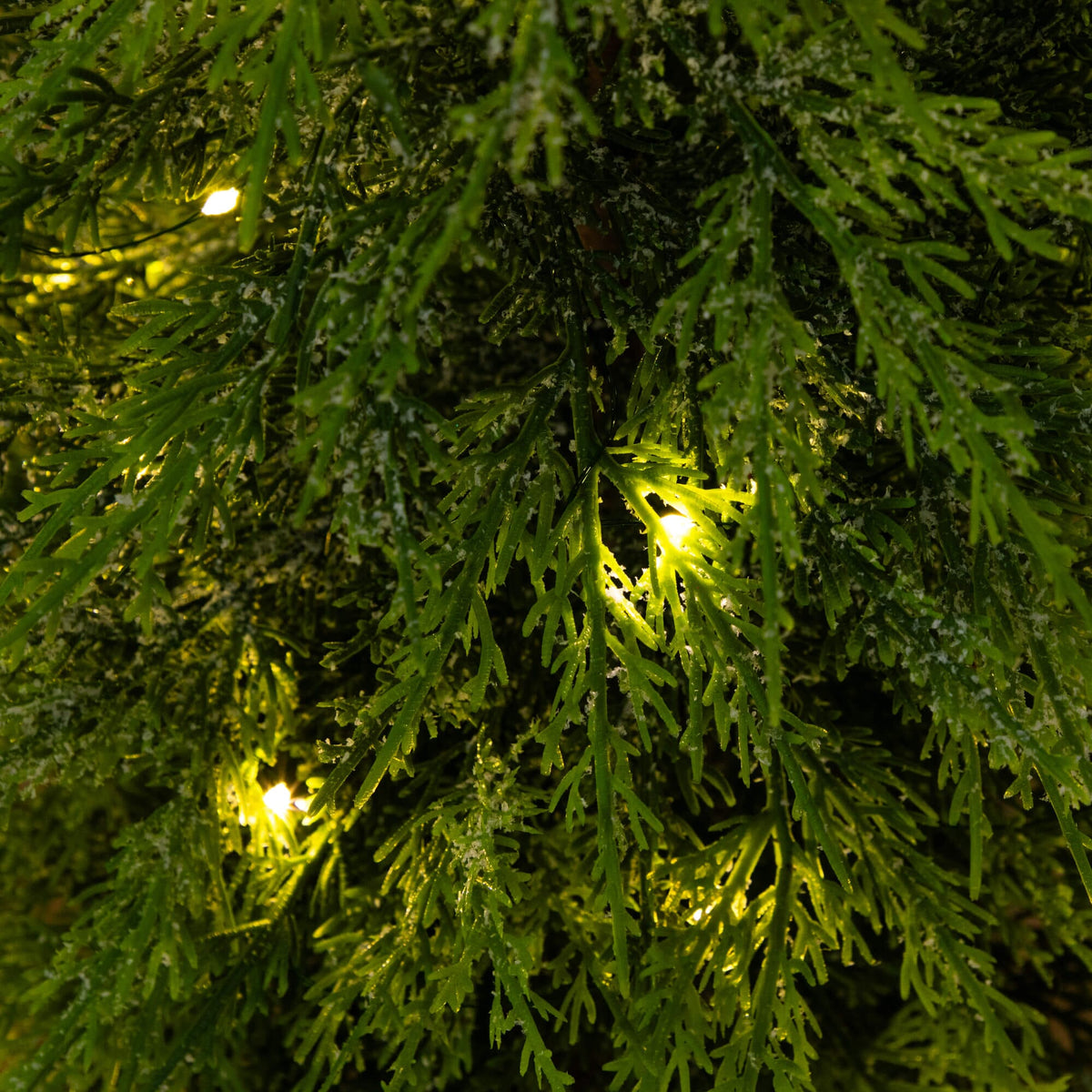 3' Pre-Lit Artificial Lightly Snowed Cypress Christmas Tree with 38 Warm White LED Lights in Decorative Weaved Basket, holiday tree for festive indoor Christ...