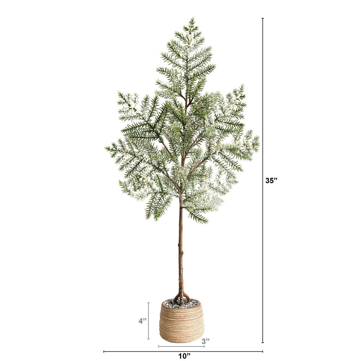 35'' Frosted Pine Artificial Christmas Tree in Decorative Planter, holiday tree for festive indoor Christmas decorating