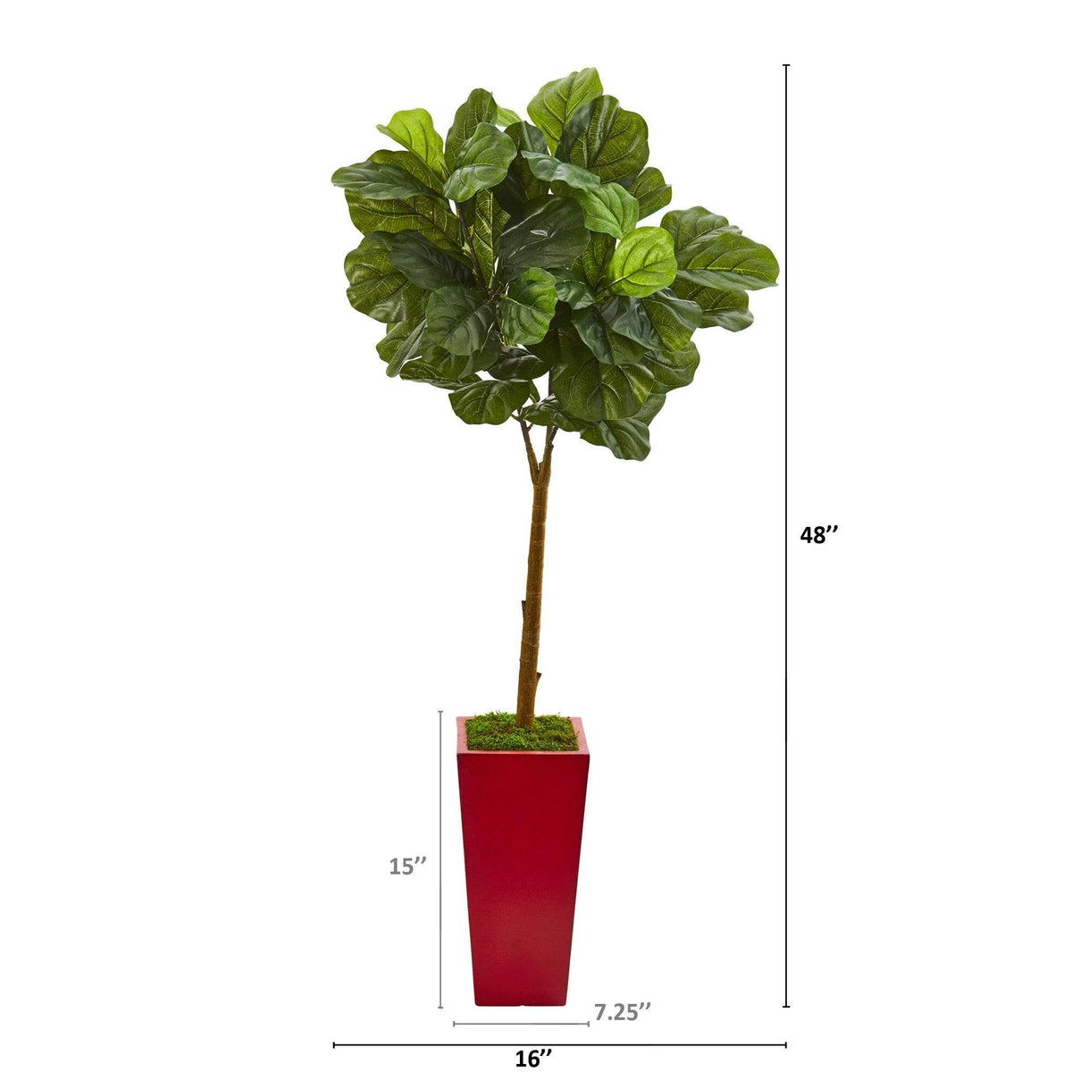 4’ Fiddle Leaf Artificial Tree in Red Planter (Real Touch)