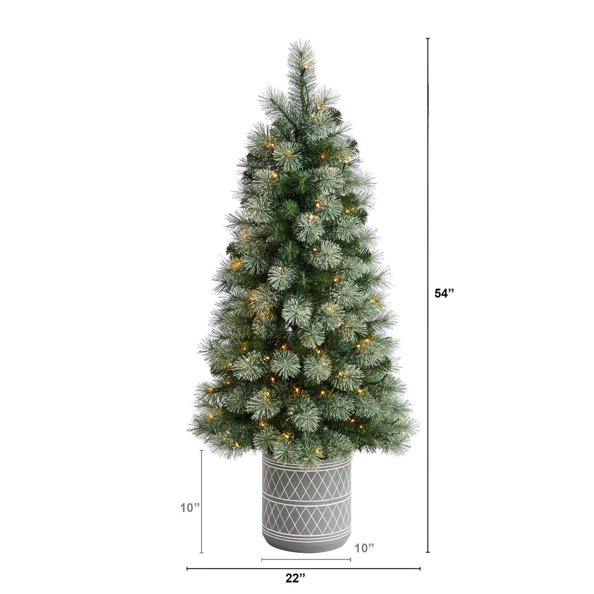 4.5' Nova Scotia Artificial Christmas Tree in Engraved Geometric Stone Planter, Christmas tree for living room, entryway or seasonal display