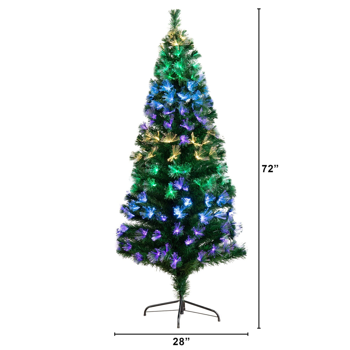 6' Pre-Lit Fiber Optic Artificial Christmas Tree with 220 Colorful LED Lights, holiday tree for festive indoor Christmas decorating