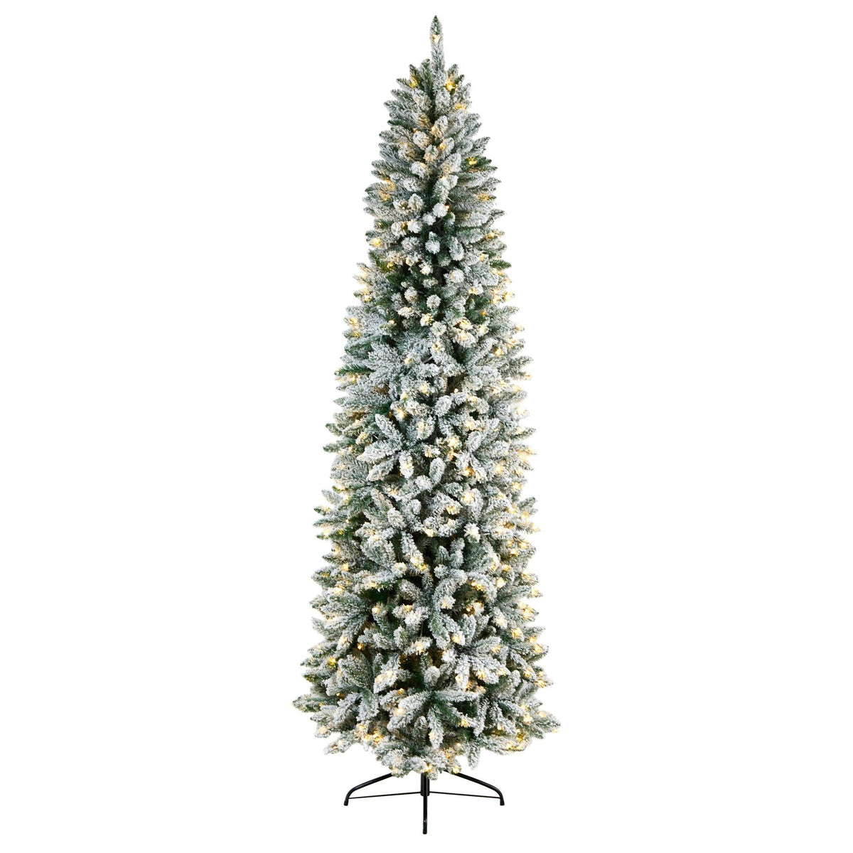 8' Slim Flocked Montreal Fir Artificial Christmas Tree, artificial Christmas tree for festive holiday home decor from Cedar & Spice Gifts