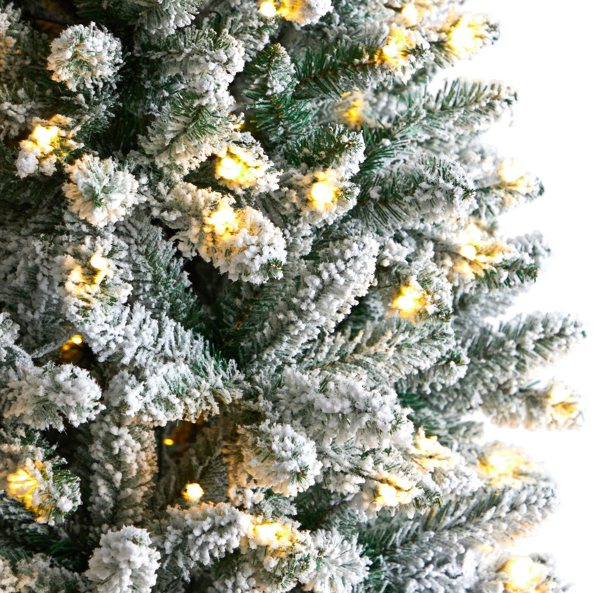 8' Slim Flocked Montreal Fir Artificial Christmas Tree, decorative Christmas tree for home and seasonal holiday display