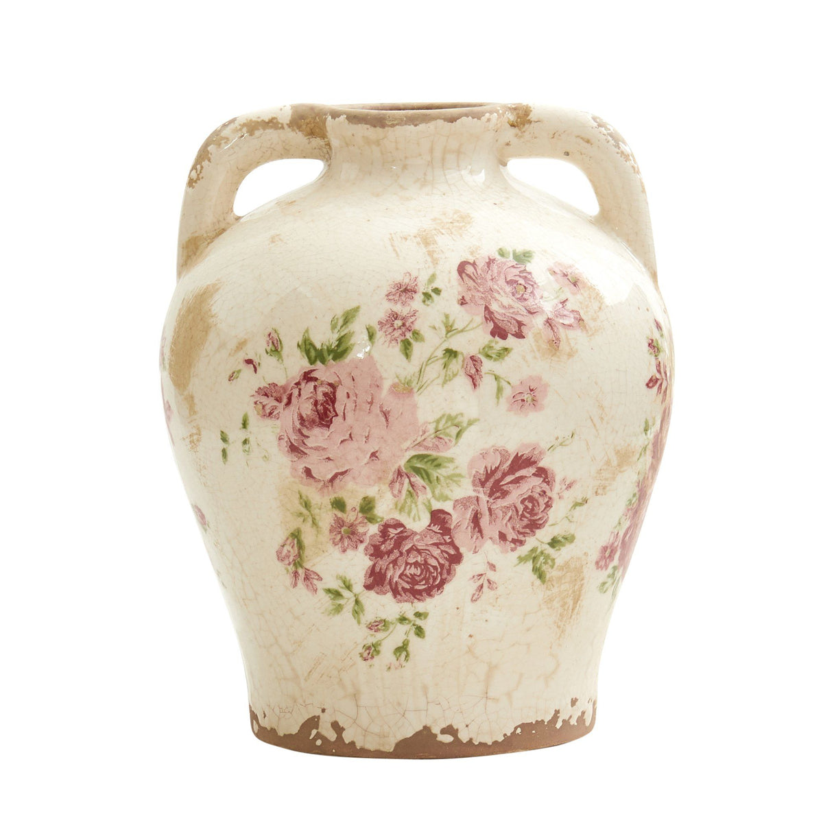 8” Tuscan Ceramic Floral Print Vase - Rustic Decorative Vase