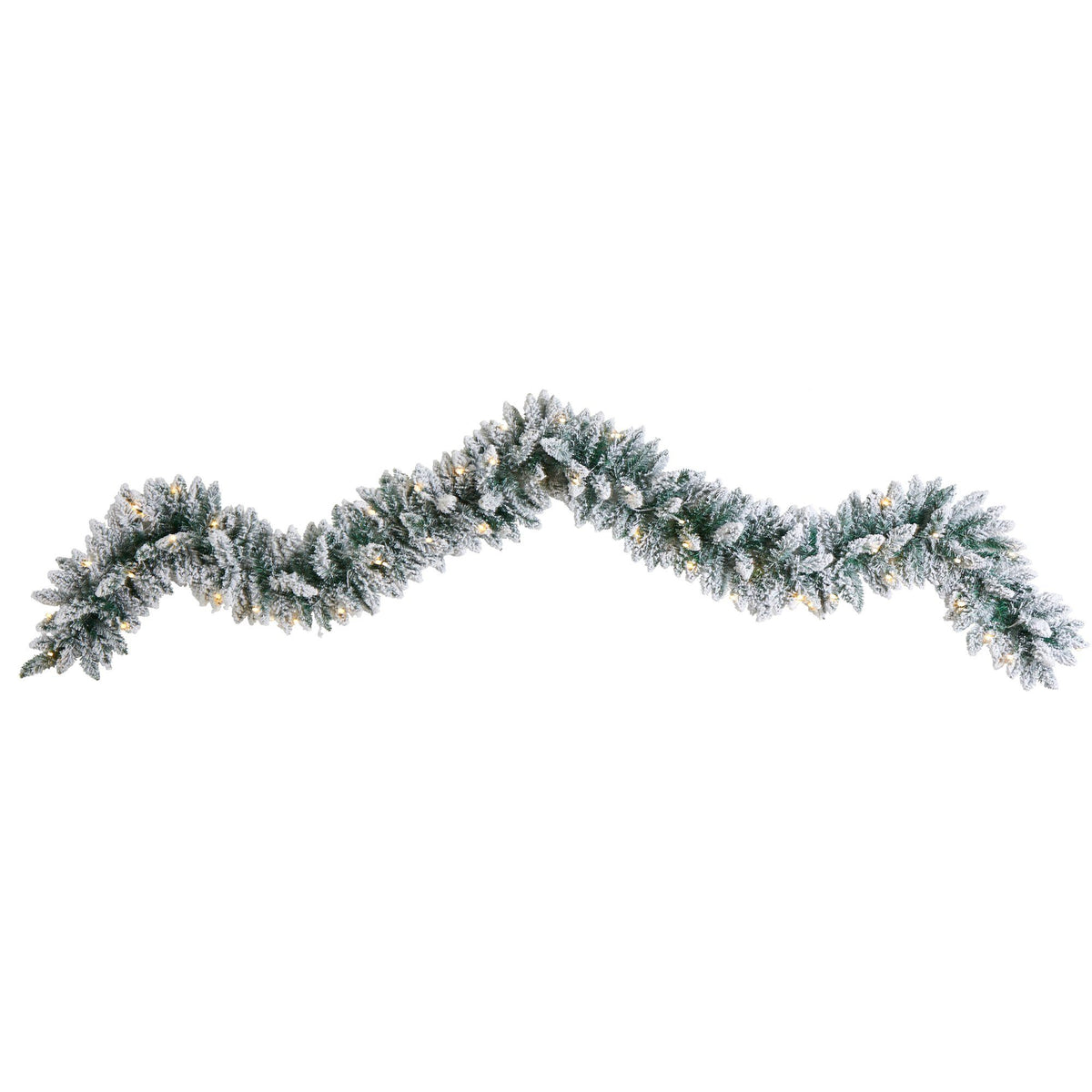 9' Flocked Artificial Christmas Garland with 50 Warm White LED Lights, festive holiday mantel, staircase and doorway decor from Cedar & Spice Gifts