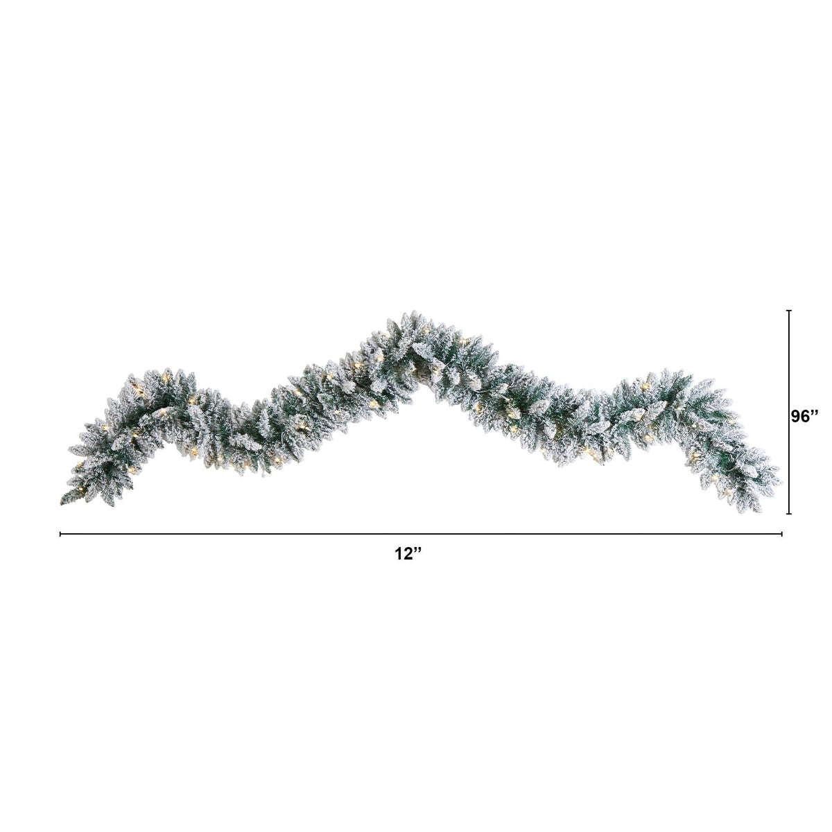 9' Flocked Artificial Christmas Garland with 50 Warm White LED Lights, Christmas greenery for mantel, railing or entryway