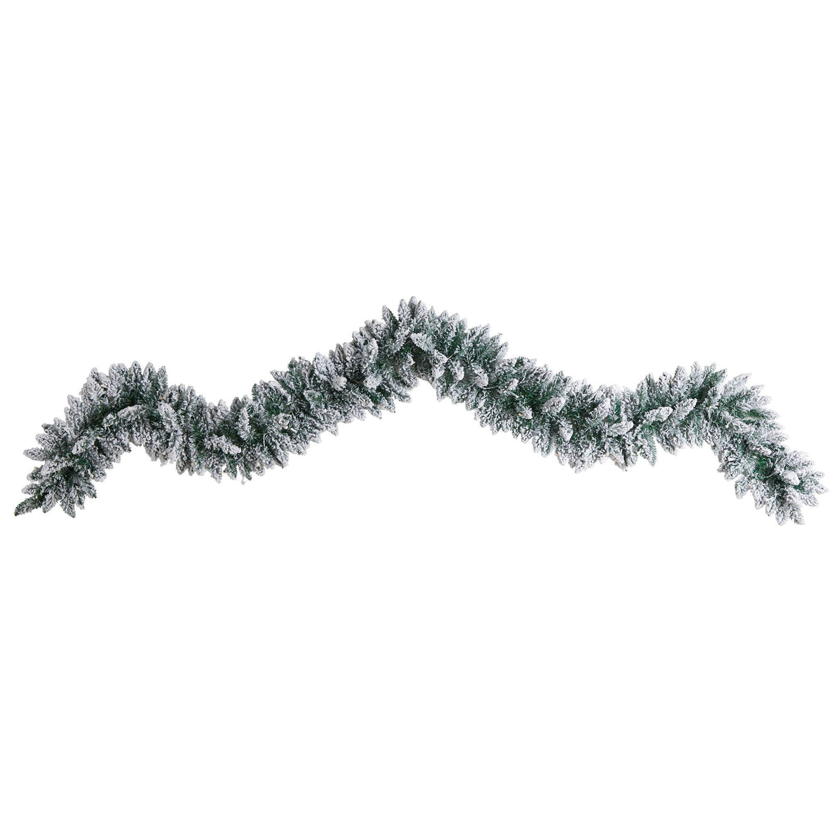 9' Flocked Artificial Christmas Garland with 50 Warm White LED Lights, seasonal holiday garland for home decorating