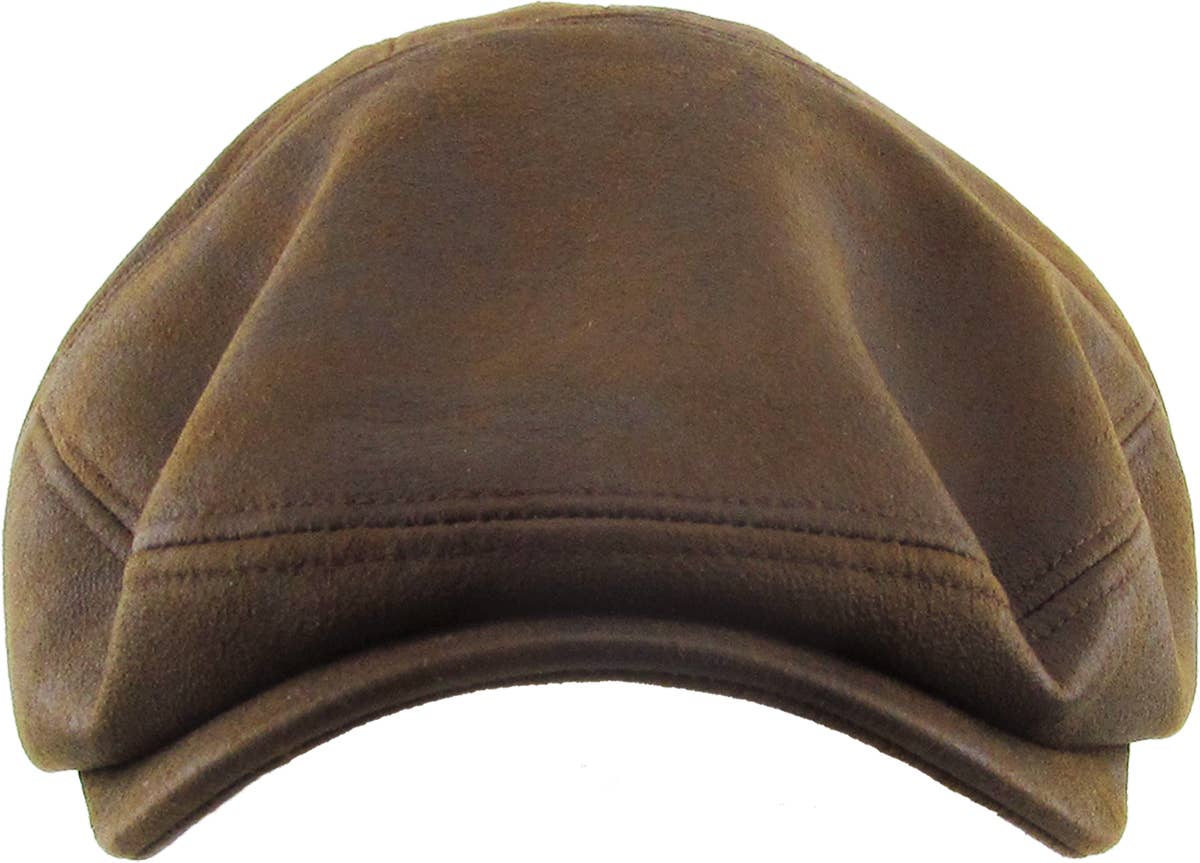Faux Leather Ascot Ivy Newsboy Hat