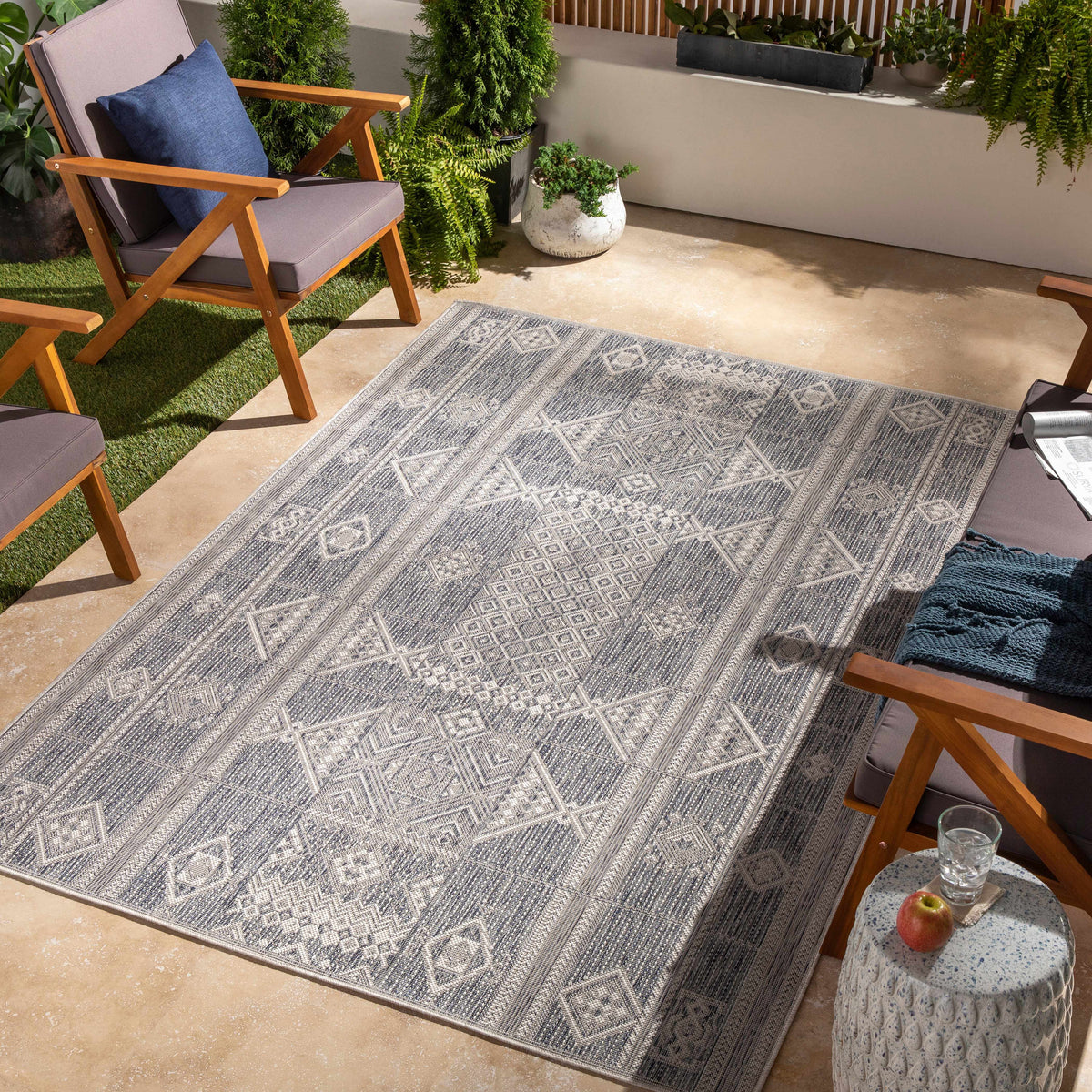 Malamig Gray Outdoor Area Rug - Clearance