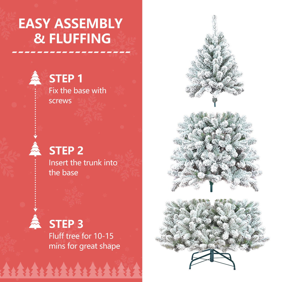 5FT Flocked Christmas Tree with Pine Cones