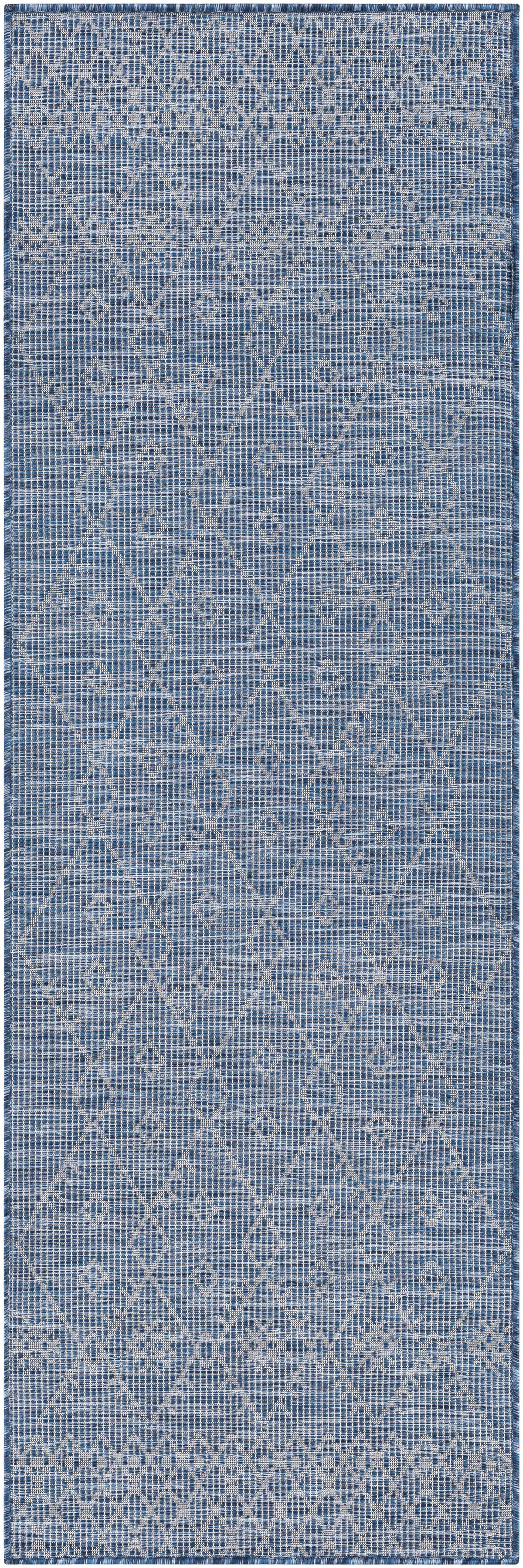 Lorena Blue Flatweave Trellis Outdoor Area Carpet - Clearance