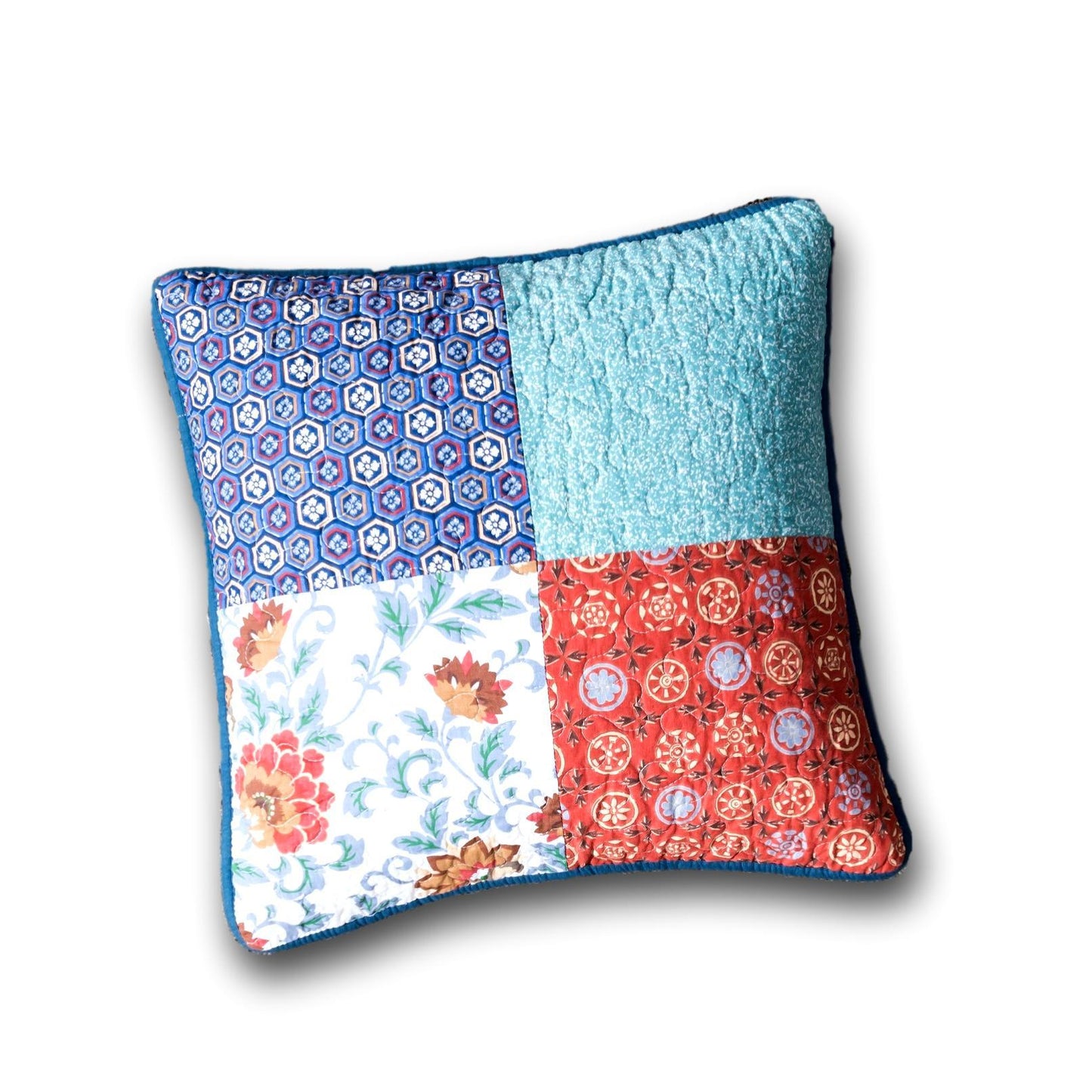DaDa Bedding Set of 2-Pieces Bohemian Vibes Patchwork Floral Throw Pillow Covers, 18" x 18" (JHW878)