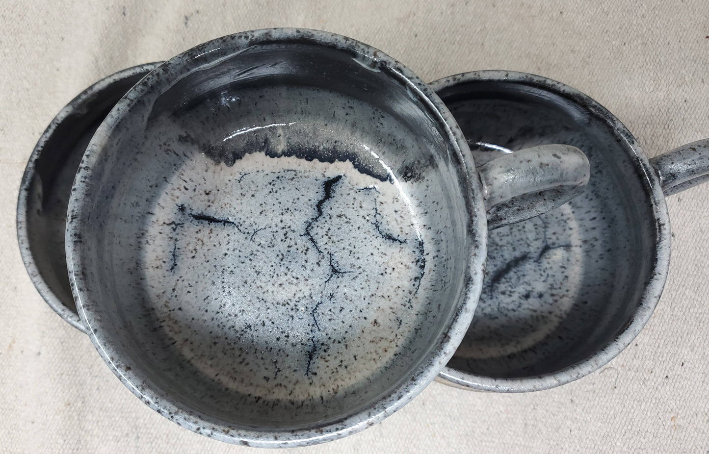 Flower Garden soup bowl in snow storm glaze