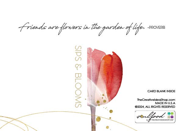 TEA GREETING Card with REAL TEA BAG - Friendship Sips Blooms