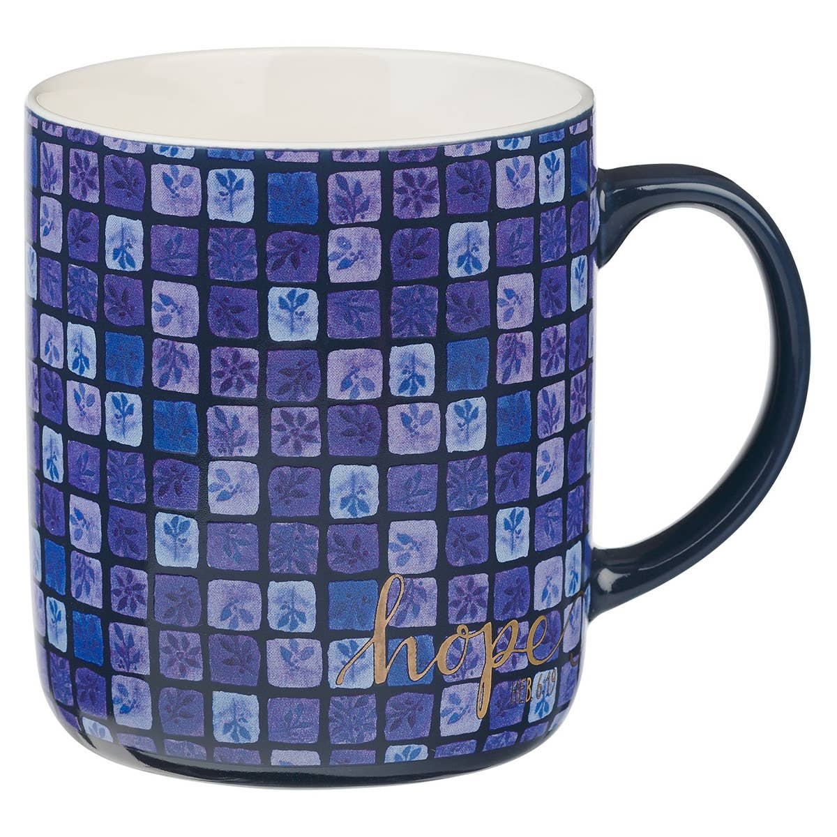 Mug Set 4pc Blue Floral Geometric
