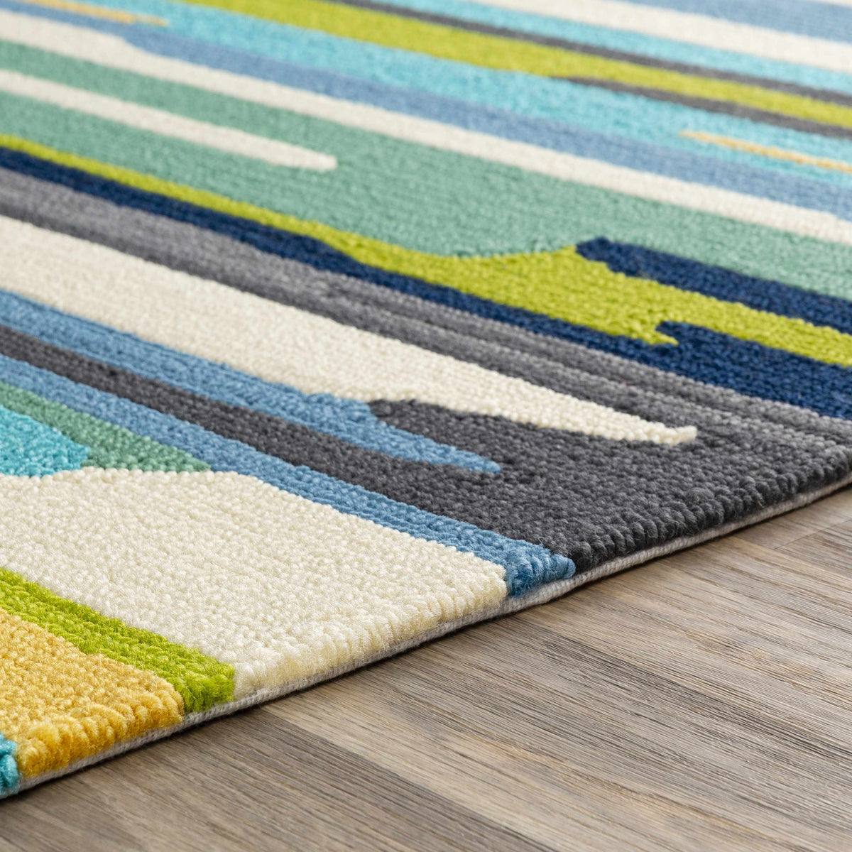 Ephrata Colorful Blue Outdoor Rug - Clearance