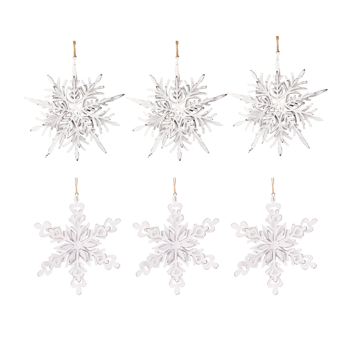 Set of 6 Iron Snowflake Hanger Christmas Tree Ornaments