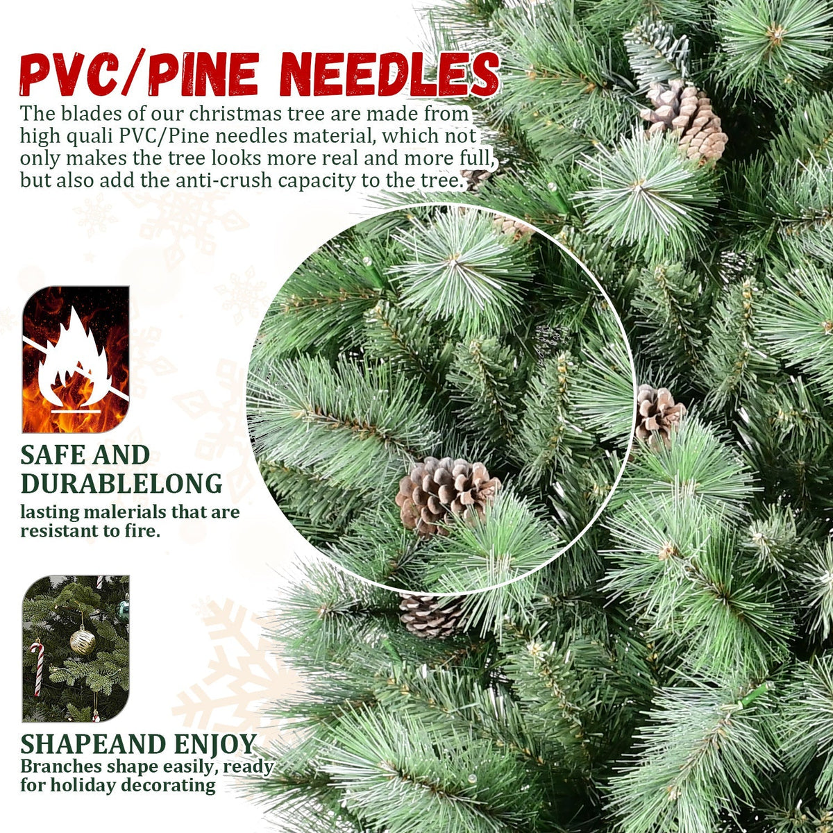 8 Ft The Full-Bodied Pre-Decorated Pinecone Christmas Tree