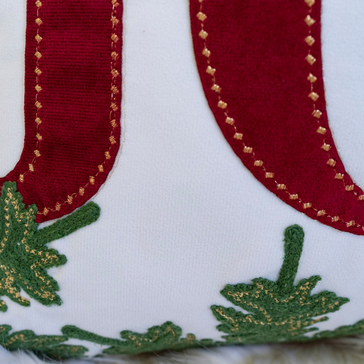 Joy Embroidered Christmas Throw Pillow