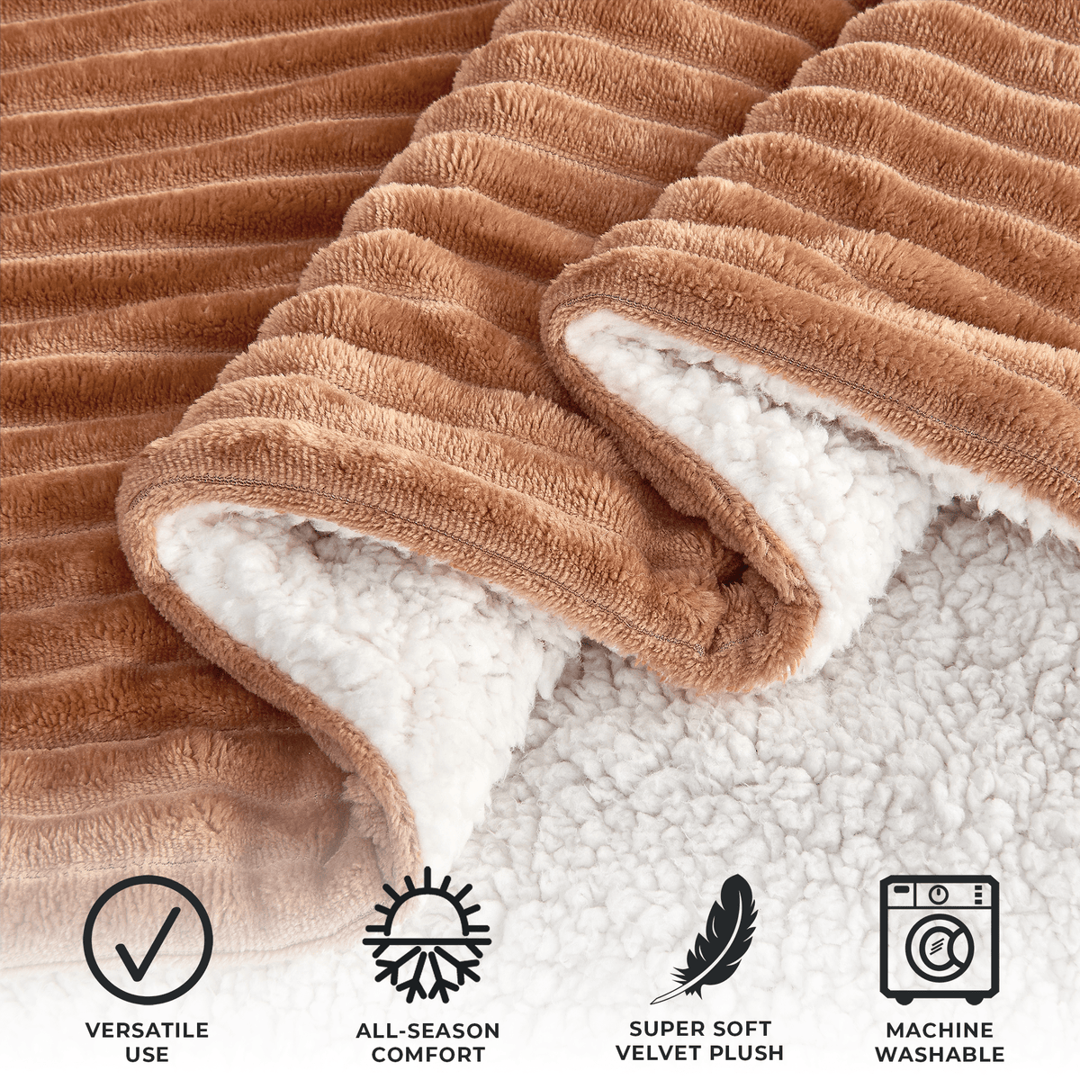 Ribbed Sherpa Throw Blanket - Corduroy Collection