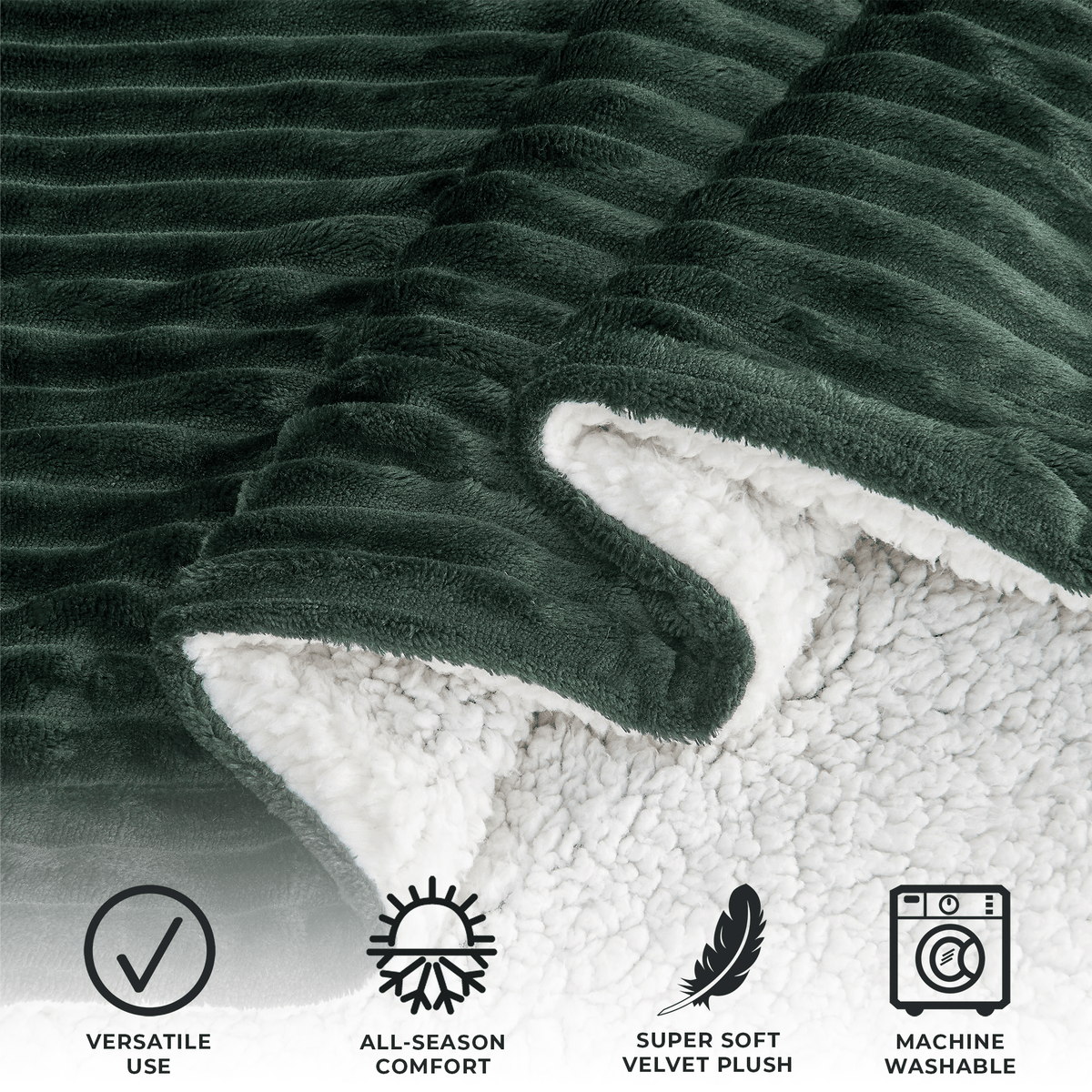 Ribbed Sherpa Throw Blanket - Corduroy Collection